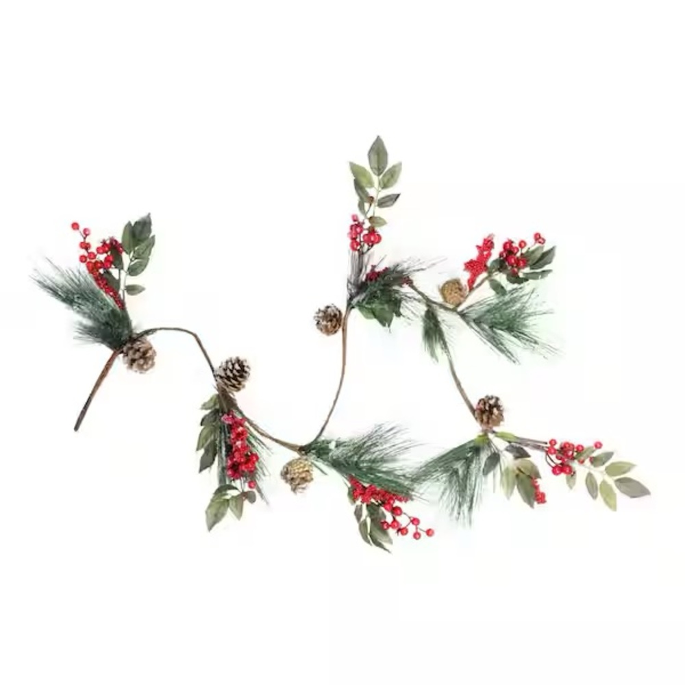 4 Northlight Unlit Snow Dusted Pine Cones Berries & Long Pine Needles Artificial